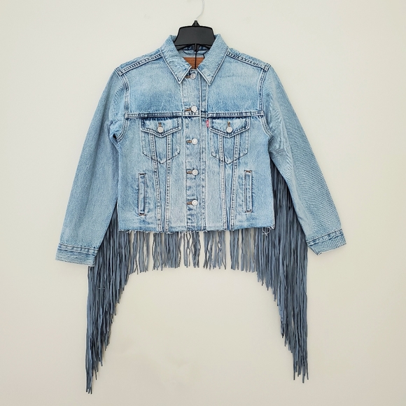 Levi's Ex Boyfriend Fringe  Denim Jacket - Picture 6 of 7